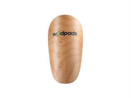 Schienbeinschoner aus zertifiziertem Holz mit Woodpads-Logo - Swiss Wood Solutions